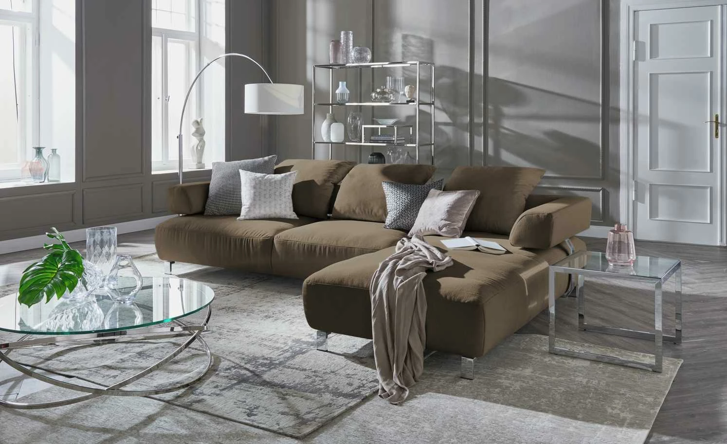 HOME STORY Bogenleuchte mit weißem Stoffschirm 13 HOME STORY Bogenleuchte mit weißem Stoffschirm – Bild 11