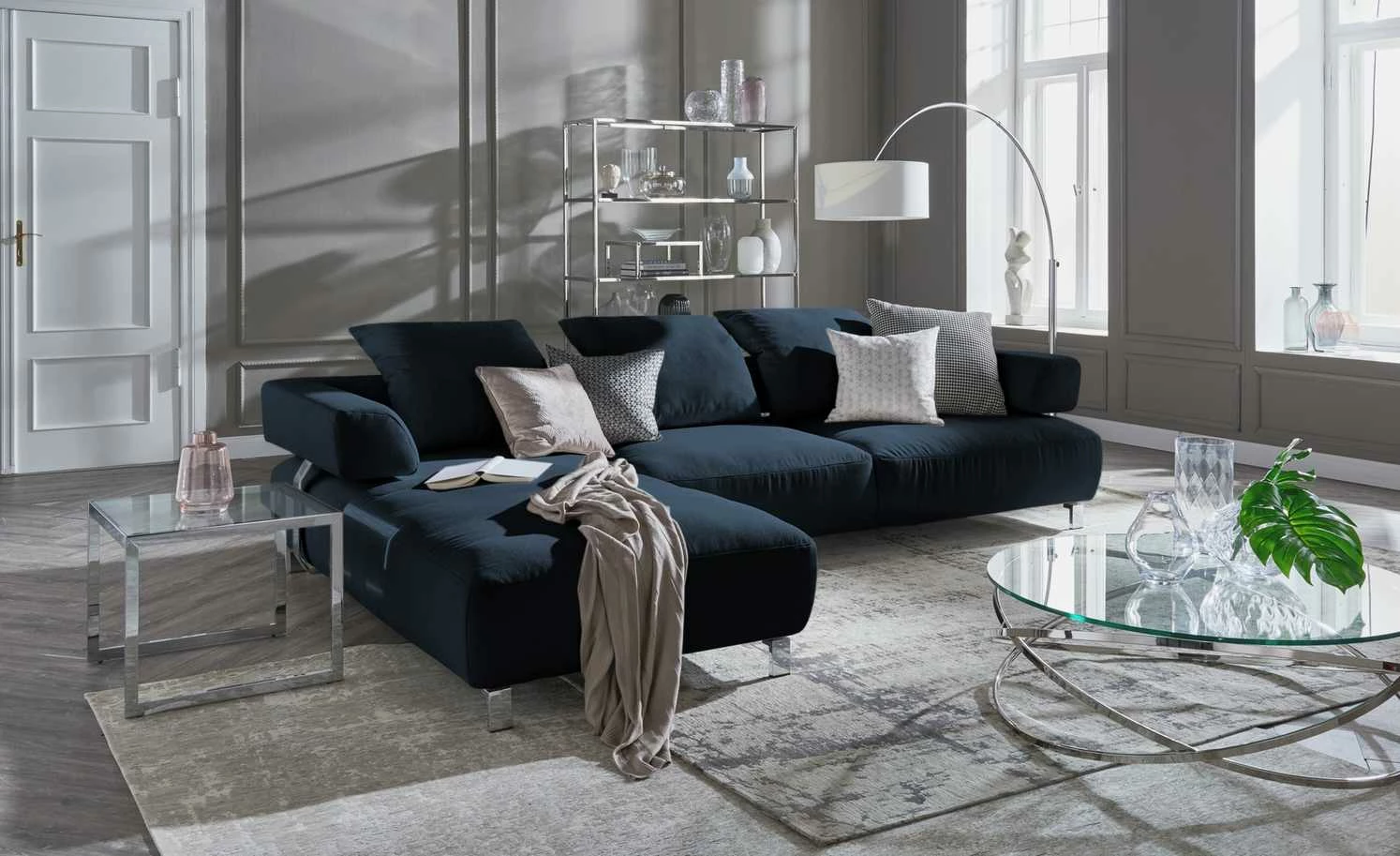 HOME STORY Bogenleuchte mit weißem Stoffschirm 8 HOME STORY Bogenleuchte mit weißem Stoffschirm – Bild 6